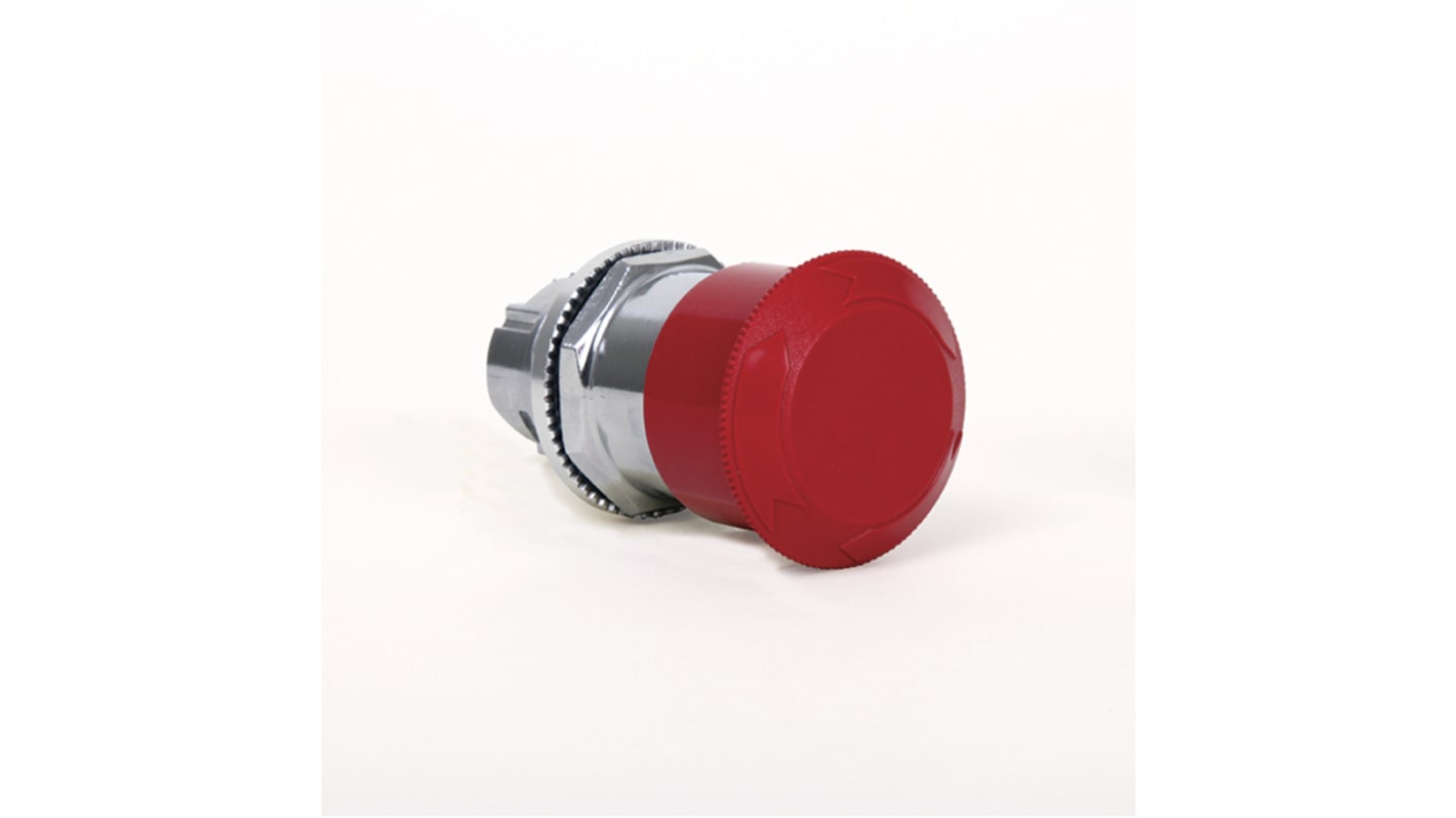 Pulsante di arresto di emergenza Allen Bradley 800TTFXT6, testa a fungo rossa, montaggio a pannello, diametro foro 30 mm.