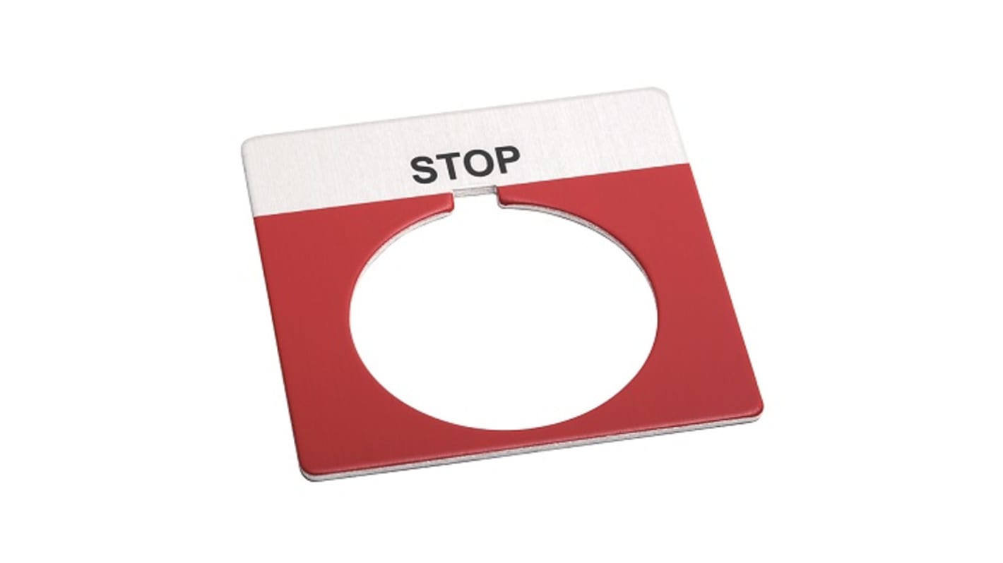 Piastra per legenda Allen Bradley 800T-X550, grigia, etichetta ARRESTO StandardSTOP (Rosso), per pulsante da 30 mm.