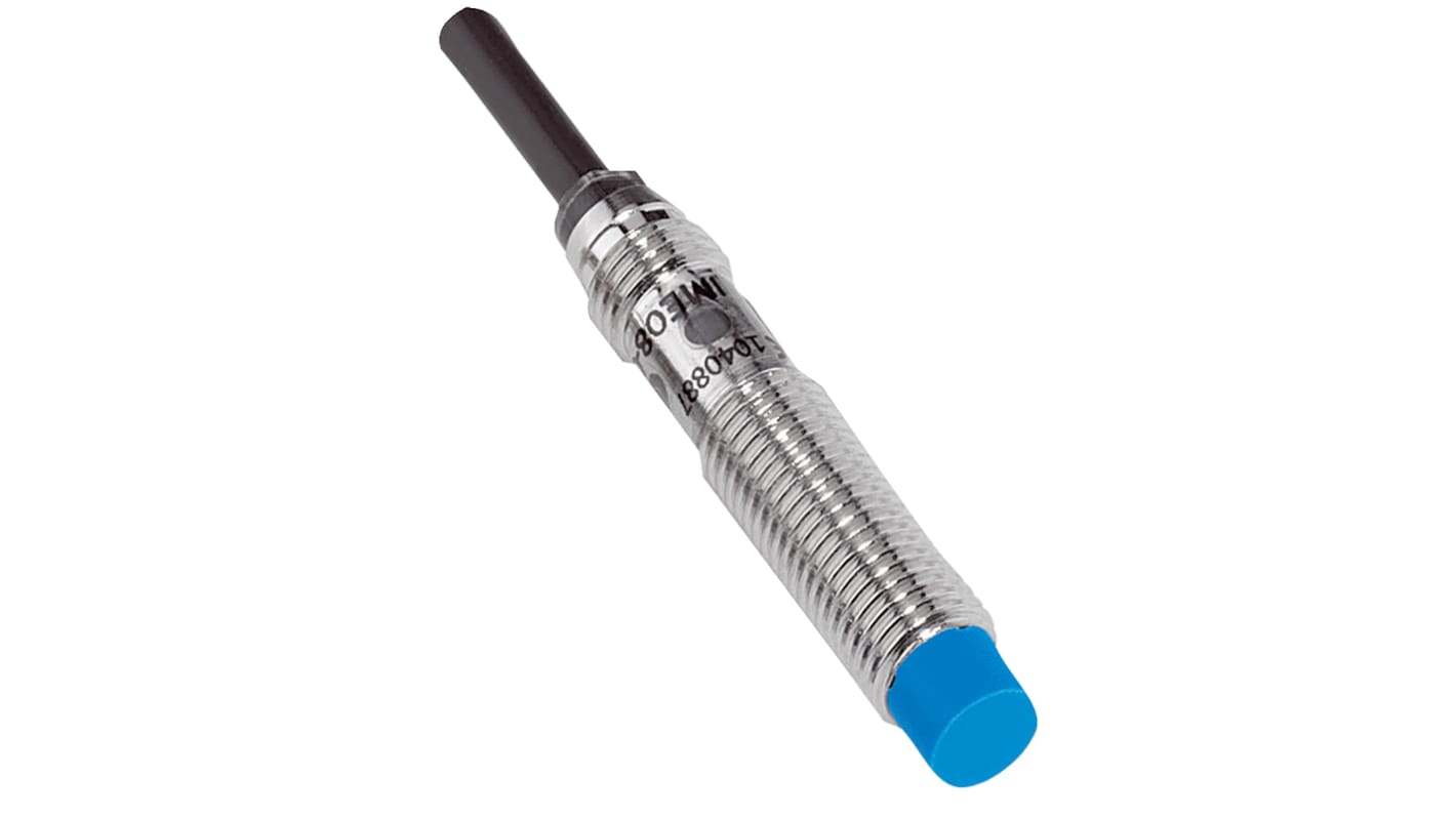 Sensore di prossimità cilindrico Sick IME08-06NPSZW2K, PNP-NO, 6 mm di rilevamento, IP67, dimensioni 43 mm x 8 mm.