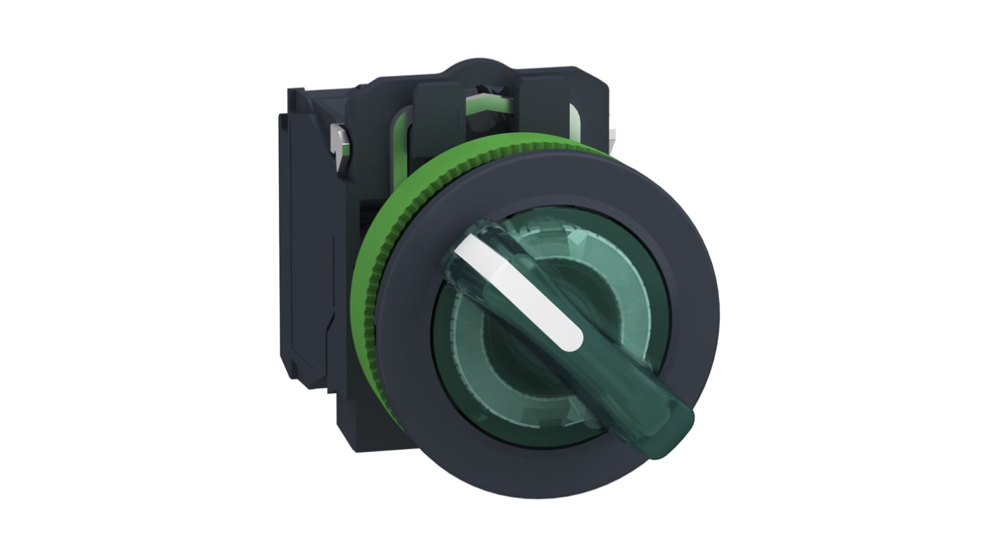 Selettore a 2 posizioni Schneider Electric XB5FK123M5, diametro foro 30mm, configurazione SPDT, protezione IP67, illuminato.