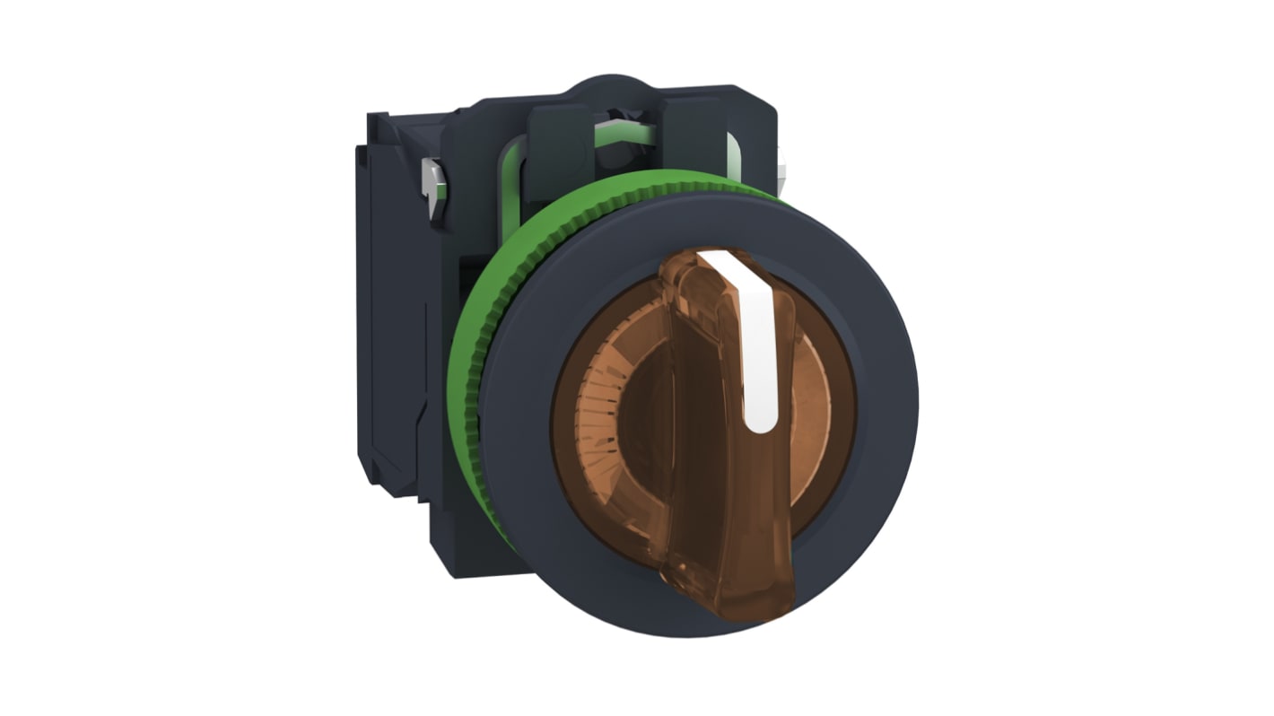 Selettore a 3 posizioni Schneider Electric XB5FK135M5, montaggio a incasso, diametro foro 30mm, protezione IP67, corrente 6A, tensione 600V.