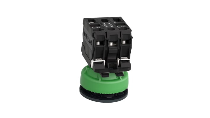 Pulsante illuminato Schneider Electric XB5FW31B5, montaggio a pannello, contatto SPDT, diametro 36.6 mm, grado di protezione IP69K.