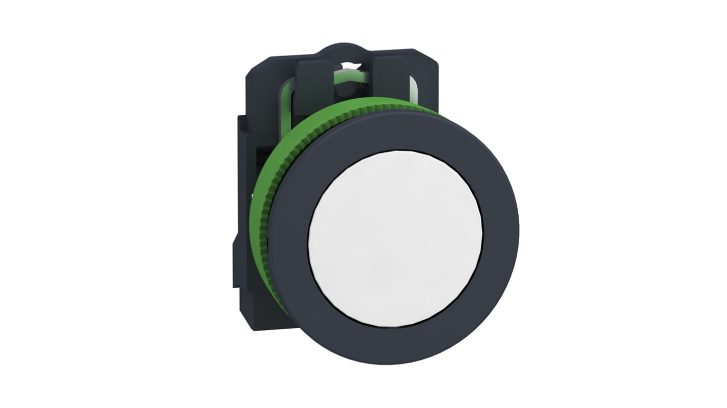Pulsante SPST bianco Schneider Electric XB5FA11, montaggio a pannello, diametro 36.6 mm, protezione IP69, 1NO.