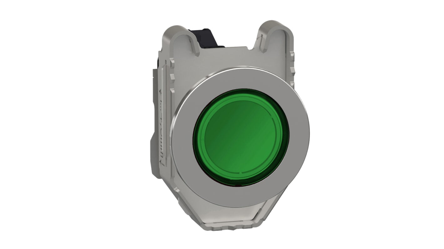 Spia LED verde Schneider Electric XB4FVB3, montaggio a filo, diametro foro 30mm, tensione 19.2-30 V DC, resistente a vibrazioni.