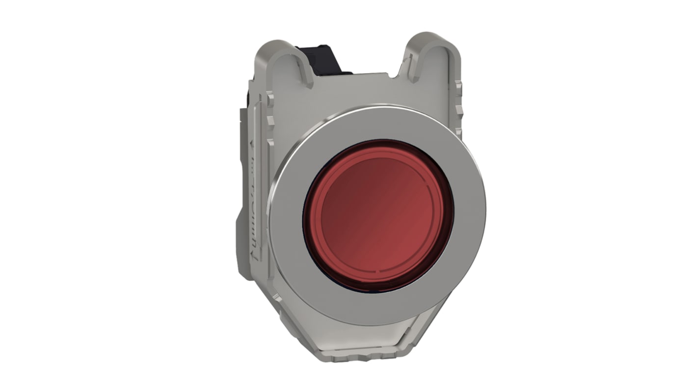 Spia LED rossa Schneider Electric XB4FVM4, montaggio a filo, foro 30mm, tensione 195-264V AC, corpo metallico, resistenza a vibrazioni.