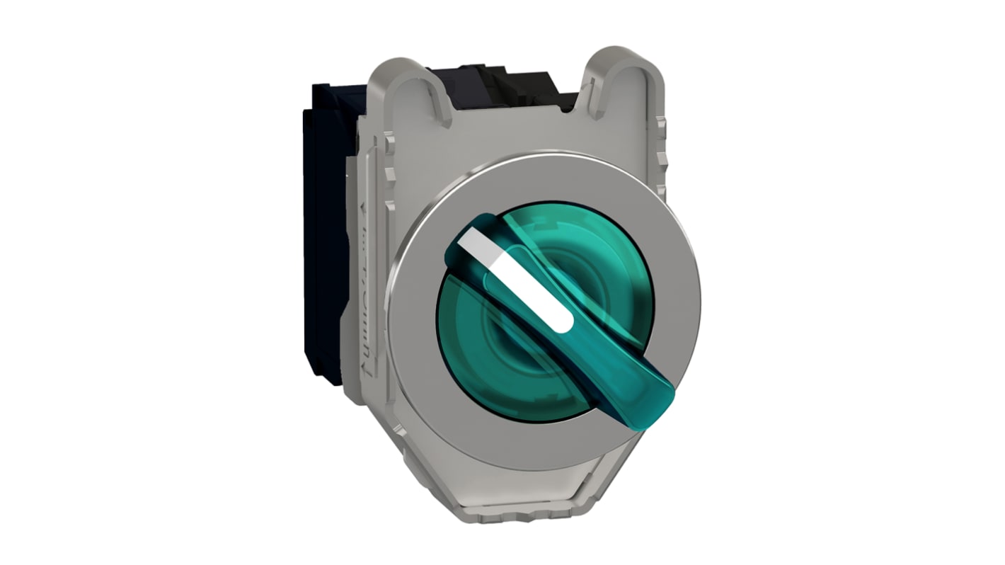 Selettore a 2 posizioni Schneider Electric XB4FK123G5, diametro foro 30mm, configurazione SPDT, illuminato, montaggio a vite.