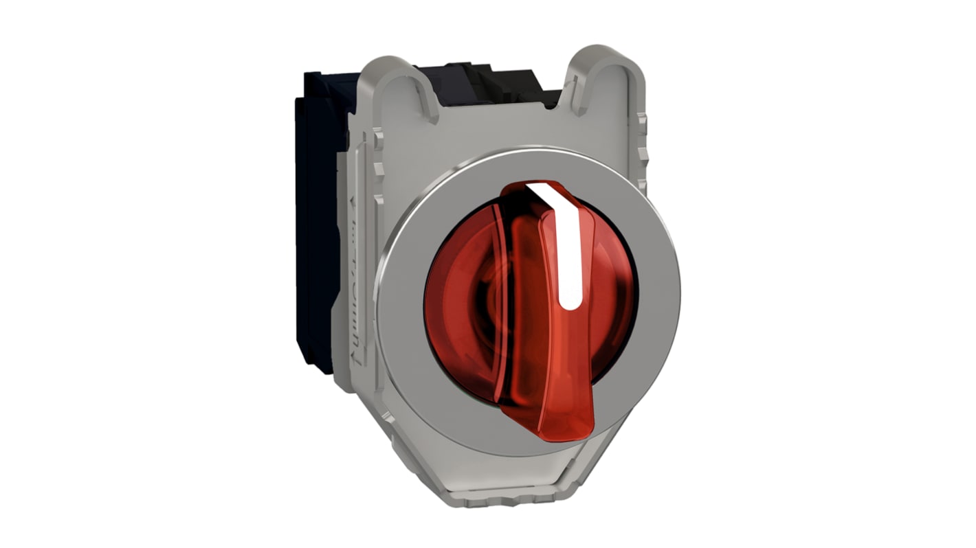Selettore a 3 posizioni Schneider Electric XB4FK134B5, diametro foro 30mm, illuminato, resistenza alle vibrazioni, SPDT.