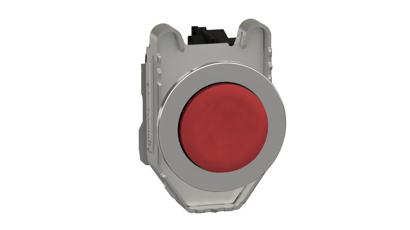 Pulsante rotondo SPST Schneider Electric XB4FL42, montaggio a pannello, diametro 36.5mm, colore rosso, corpo metallico.