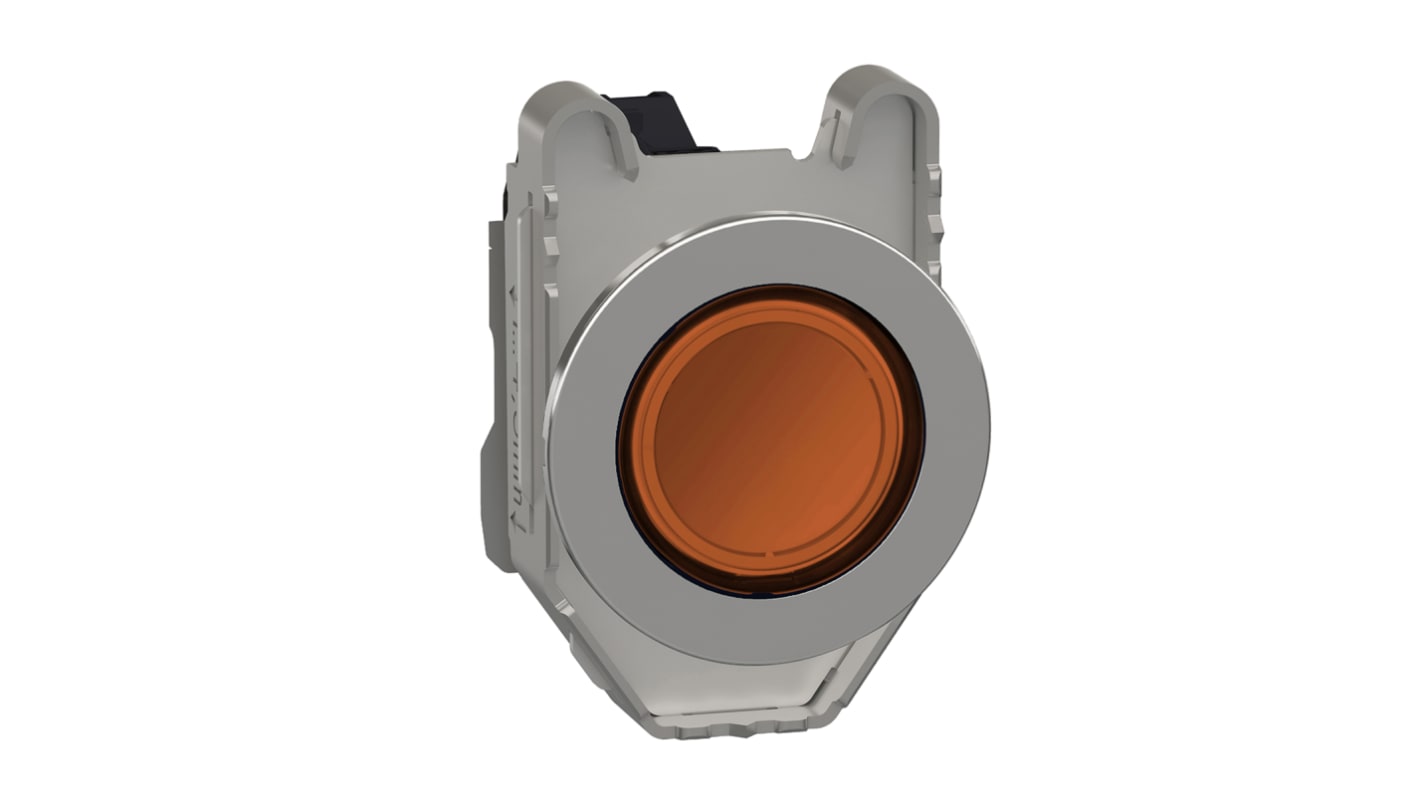 Spia LED arancione Schneider Electric XB4FVG5, montaggio a filo, diametro foro 30mm, tensione 100-132V AC, corpo metallico.