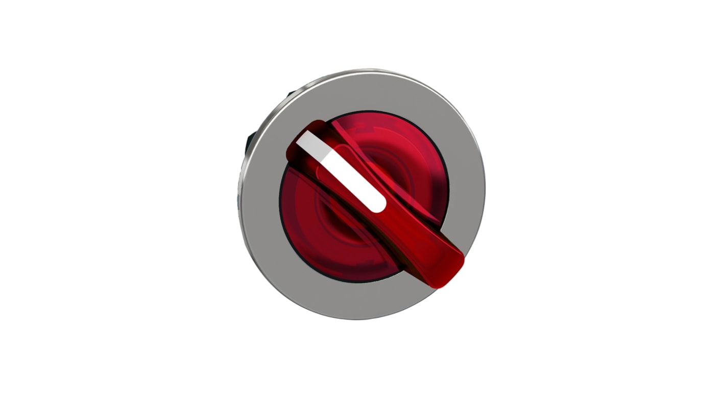 Selettore a 2 posizioni Schneider Electric ZB4FK1243, illuminato rosso, diametro foro 30mm, protezione IP66/IP67/IP69, installazione semplice.