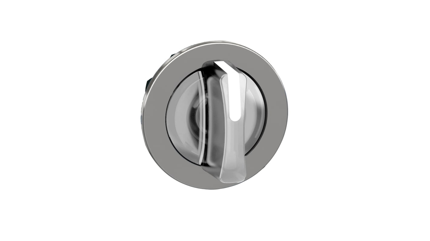 Selettore 3 posizioni ZB4 di Schneider Electric, testa illuminata bianca, montaggio a filo, diametro foro 30 mm, protezione IP66/IP67/IP69.