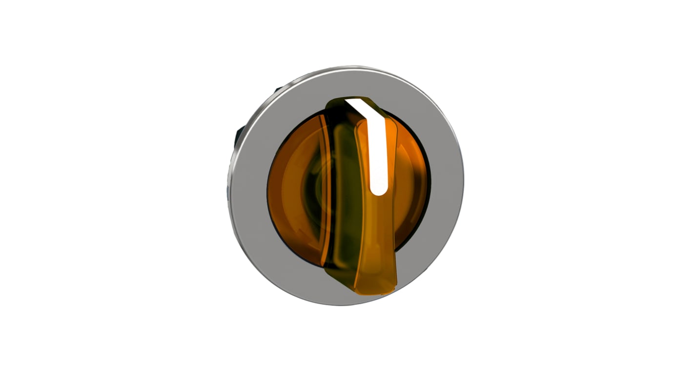 Selettore 3 posizioni ZB4 di Schneider Electric, testa illuminata arancione, diametro foro 30mm, protezione IP66/IP67/IP69.