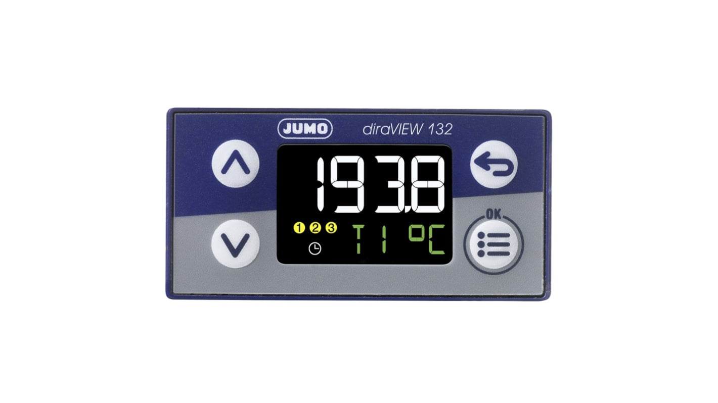 Indicatore digitale Jumo 701510/8-0000-23/000 per visualizzazione di temperature e pressioni, con display LCD e funzioni avanzate.