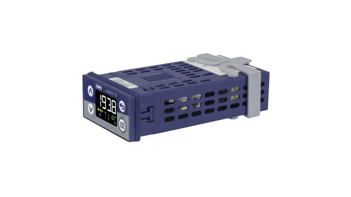 Jumo 701510/8-0000-25/000, indicatore digitale per monitoraggio di temperature e pressioni, con display LCD e interfaccia RS485.