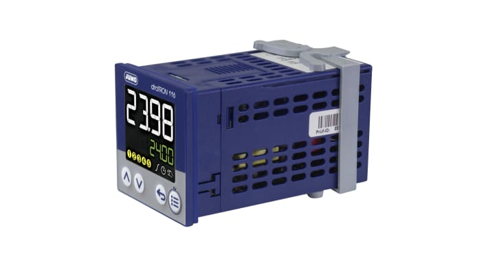 Jumo 702111/8-0300-23/000, termoregolatore PID diraTRON, 48x48 mm, alimentazione 110-240 V, 3 uscite, IP65, montaggio a pannello.
