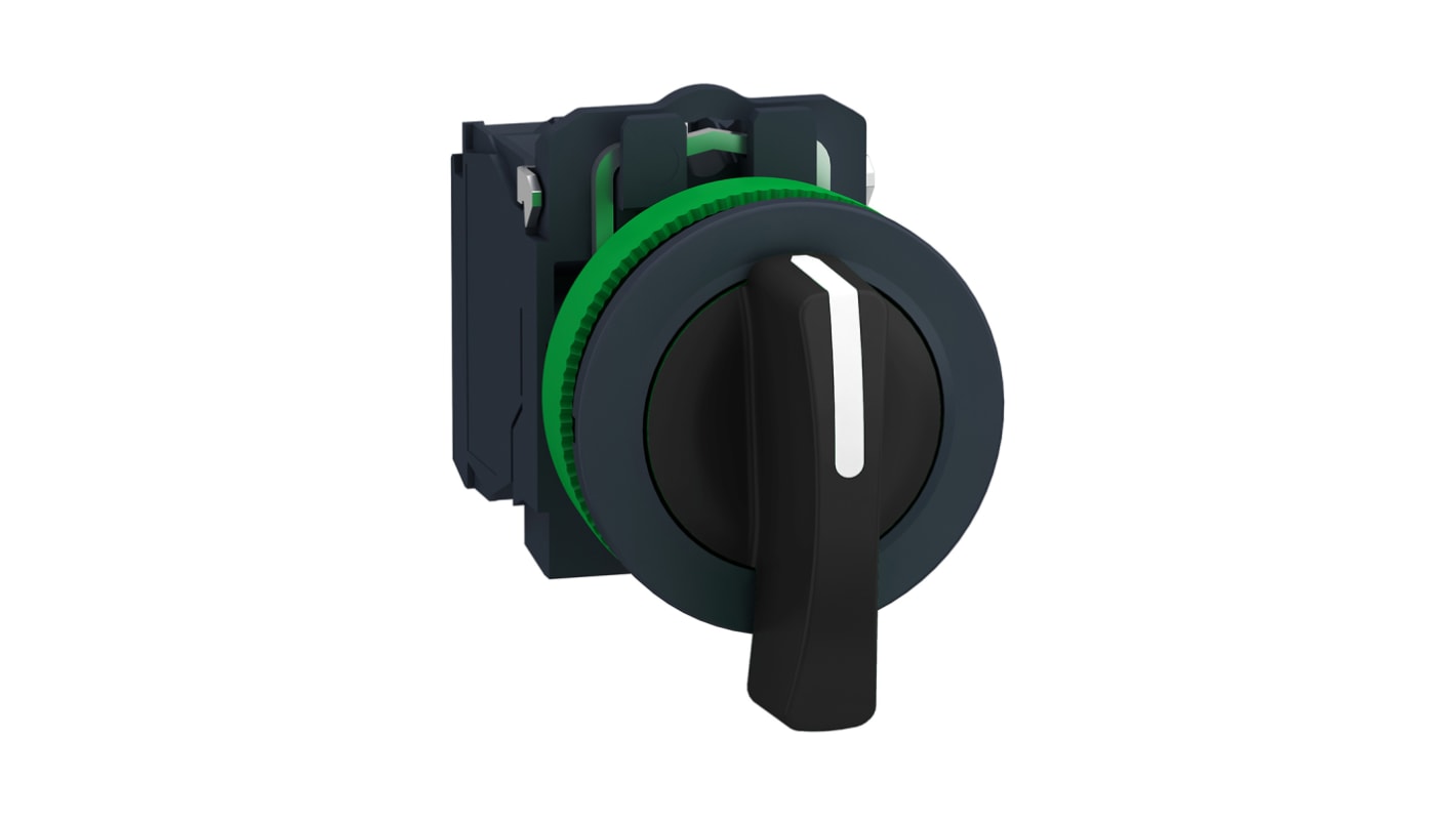 Selettore a 3 posizioni Schneider Electric XB5FJ53, montaggio a filo, diametro foro 30mm, protezione IP67, corrente 6A.