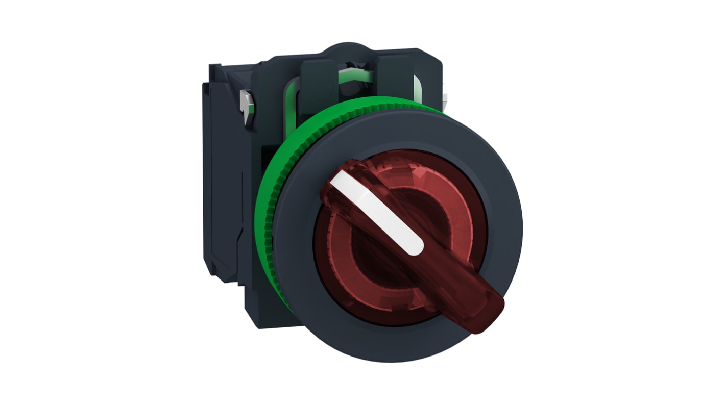 Selettore a 2 posizioni Schneider Electric XB5FK124G5, montaggio a incasso, diametro foro 30mm, protezione IP67, corrente 6A.