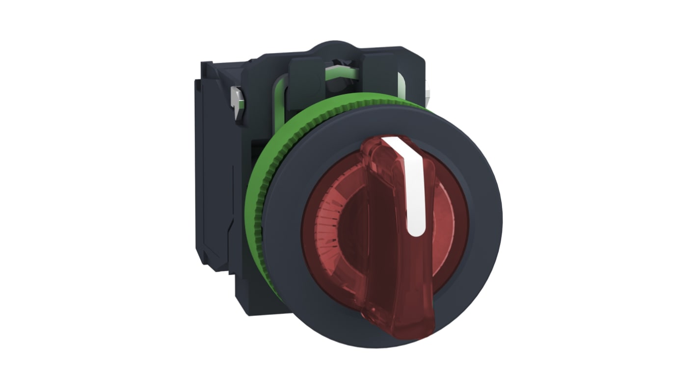 Selettore a 3 posizioni Schneider Electric XB5FK134M5, montaggio a incasso, diametro foro 30mm, protezione IP67, corrente 6A.