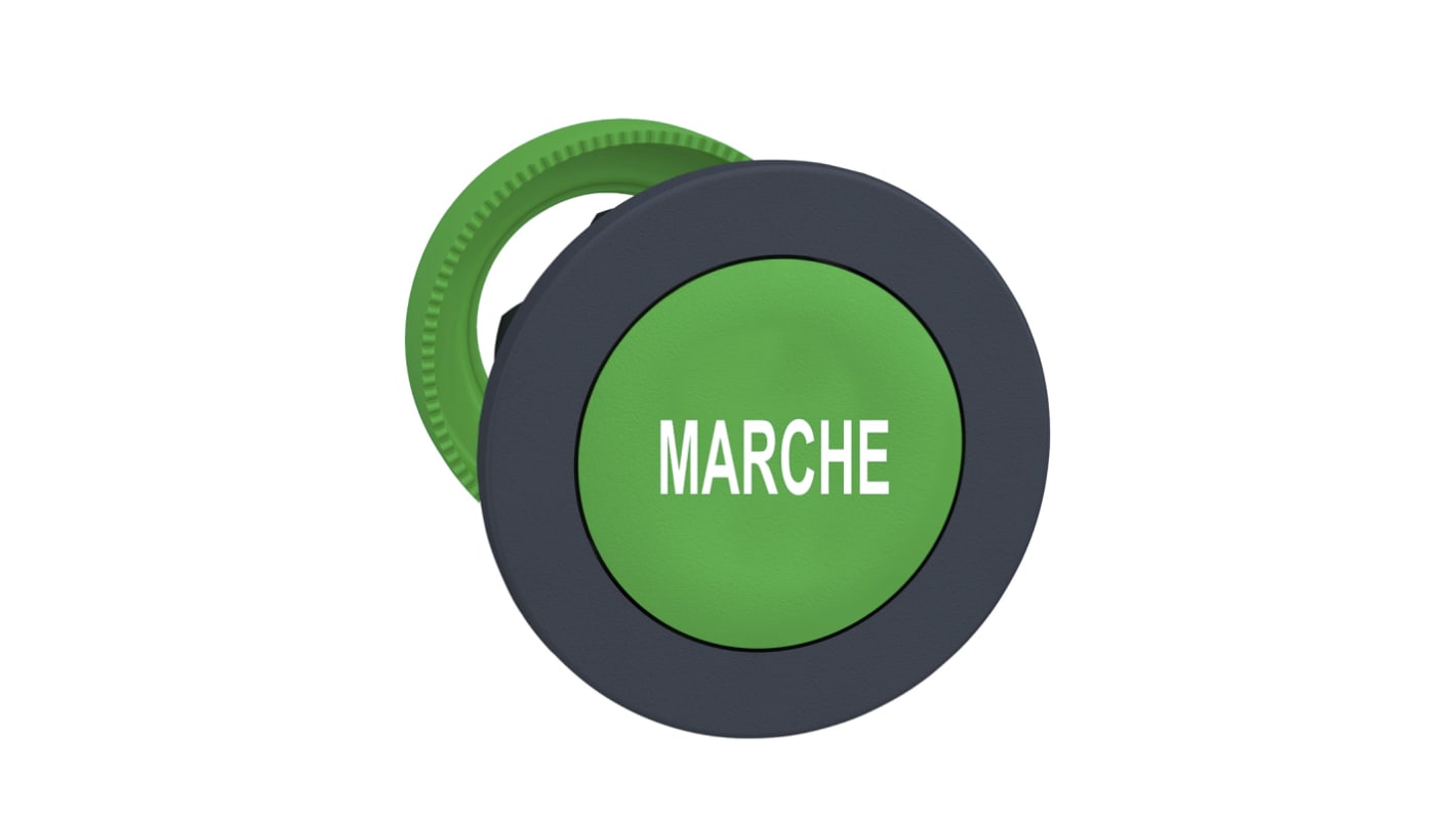 Attuatore pulsante instabile verde ZB5FA342 di Schneider Electric, diametro 36.6 mm, montaggio a incasso, protezione IP66/IP67/IP69K.
