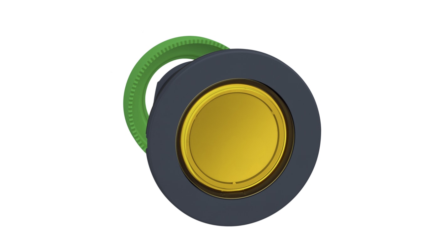 Attuatore pulsante Mantenuto giallo ZB5FH083 di Schneider Electric, diametro 36.6 mm, protezione IP66/IP67/IP69K, per installazione modulare.