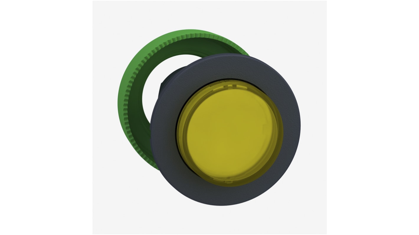 Attuatore pulsante Mantenuto giallo Schneider Electric ZB5FH83, diametro 36.5 mm, montaggio a filo, protezione IP66/IP67/IP69K.