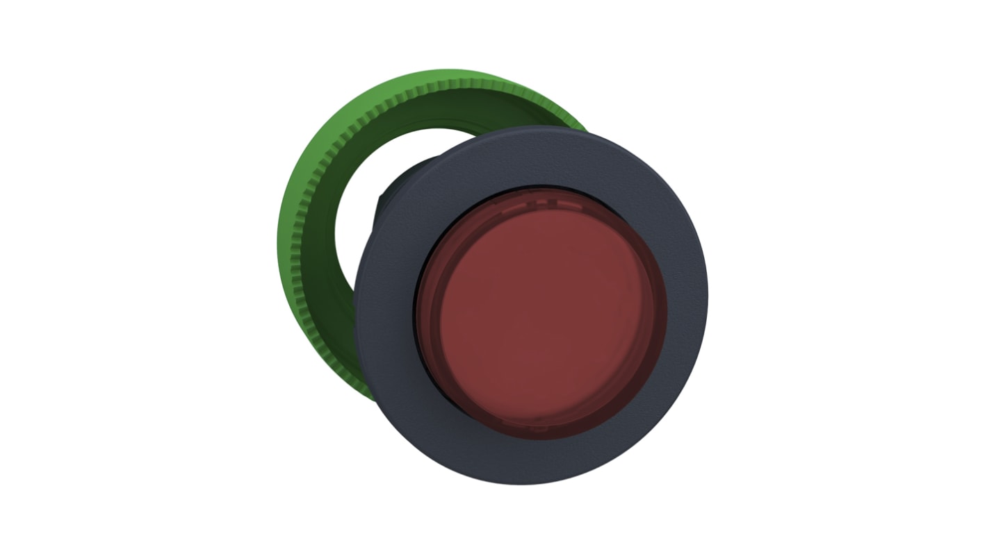 Attuatore pulsante rotondo ZB5 di Schneider Electric, diametro foro 30 mm, colore rosso, protezione IP66/IP67/IP69K, per installazione semplice.
