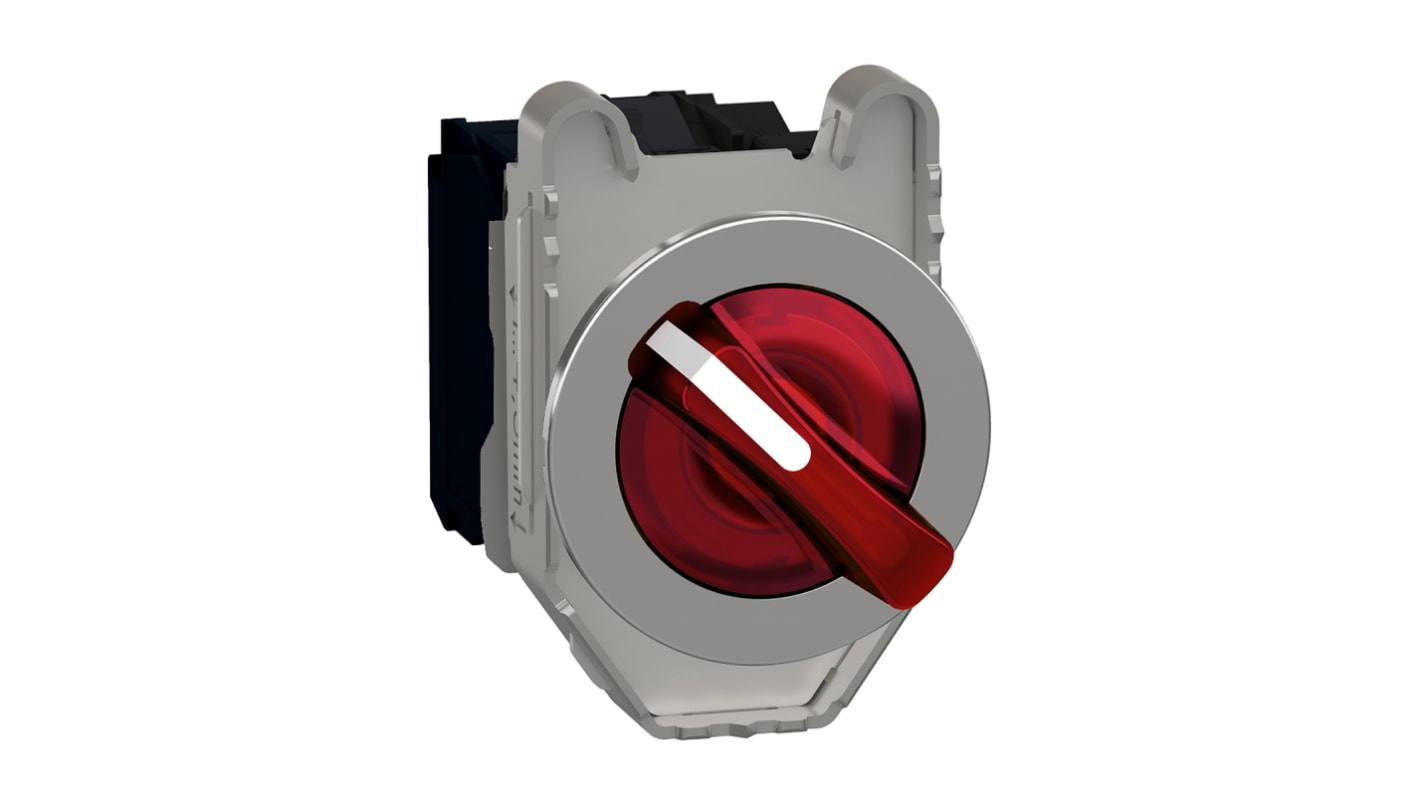 Selettore a 2 posizioni Schneider Electric XB4FK124G5, diametro foro 30mm, corrente 6A, tensione 600V, illuminato.