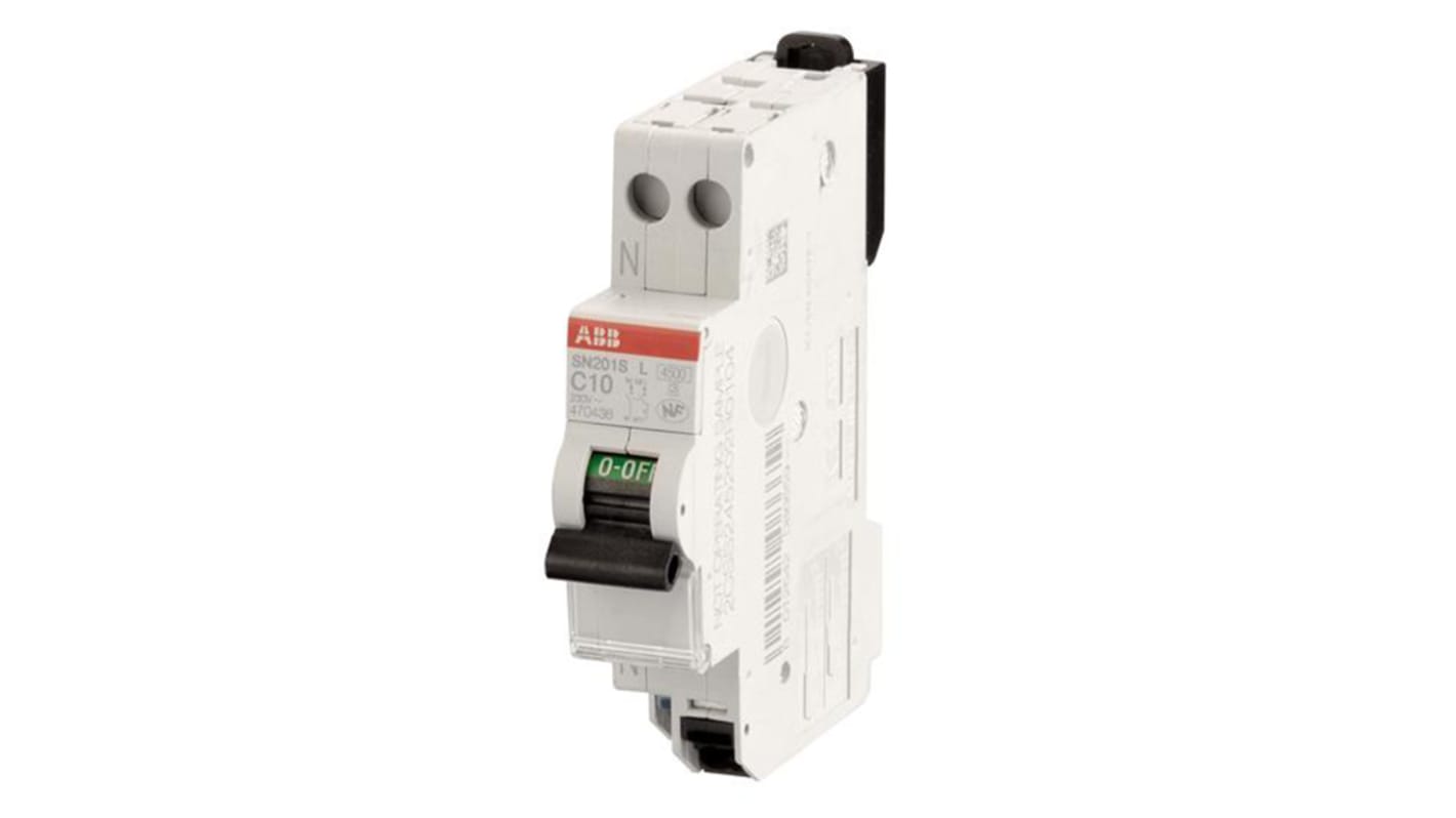 Interruttore magnetotermico ABB 470632 1P+N Tipo C, 4A, 230V, montaggio su guida DIN, dimensioni 69mm x 85mm.
