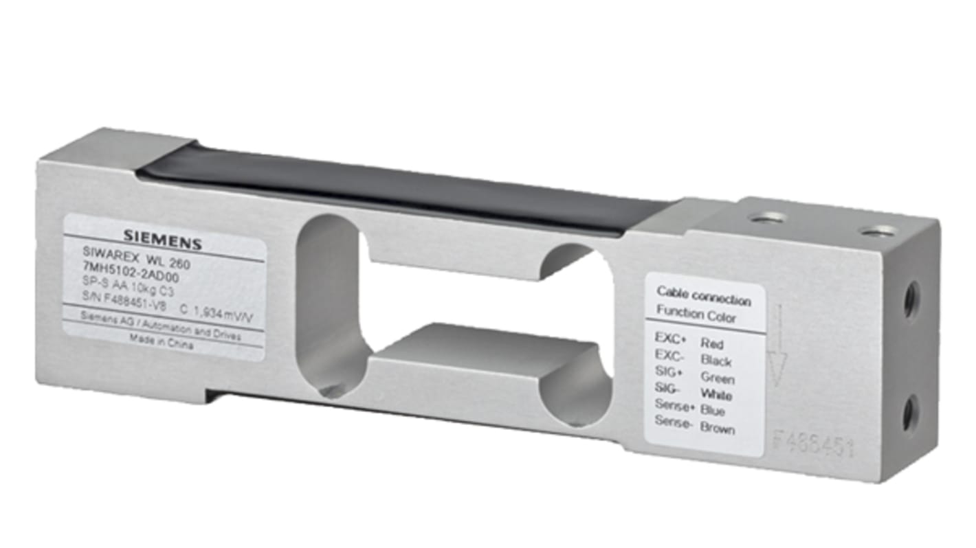 Cella di carico Siemens 7MH5102-2GD00 per compressione, 20kg, IP65, alluminio, 150mm, cavo 3m, installazione rapida.
