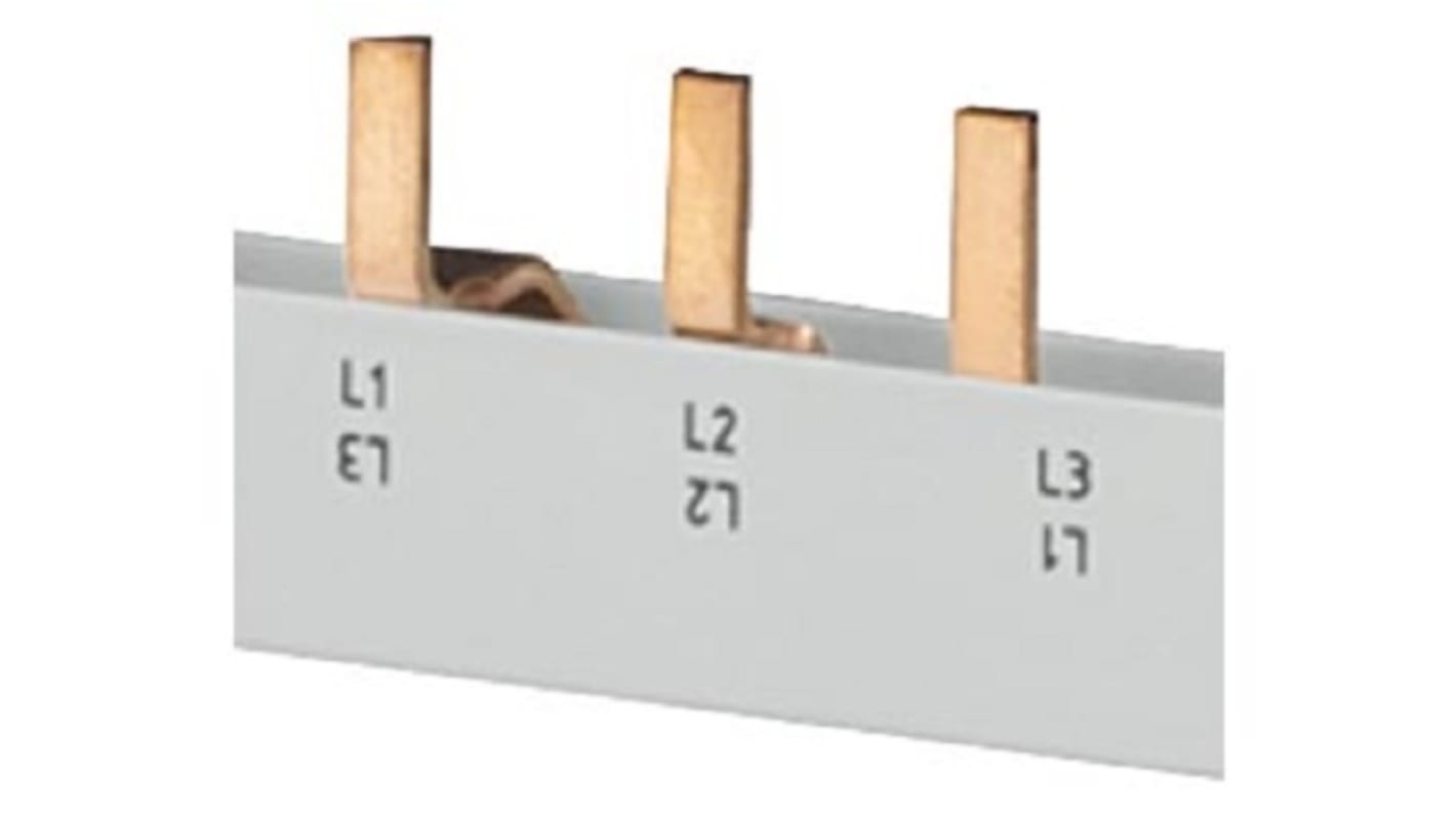 Barra trifase Siemens 5ST3616 - Protezione tattile 2x, passo 27mm, collegamento 10 mm². Ideale per applicazioni elettriche.