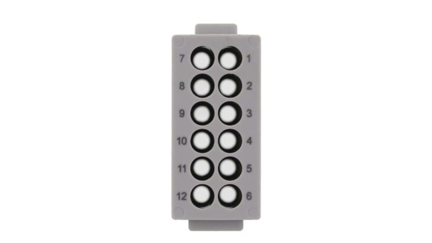Modulo connettore femmina serie HC-M-12 Phoenix Contact 1414355, 12 vie, 10A, 250V, per collegamenti a crimpare. Ideale per segnali.