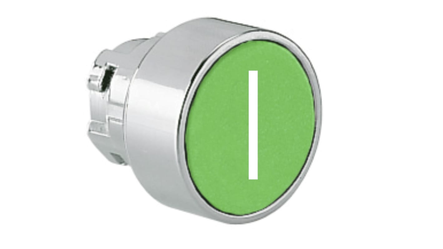 Attuatore pulsante Lovato 8LM2TB1113, ritorno a molla, diametro 22mm, colore verde, protezione IP65, montaggio versatile.