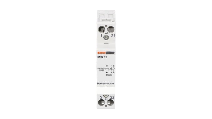 Contattore Lovato CN3211220, 1 polo, 1 NO + 1 NC, 32 A, montaggio su guida DIN, dimensioni 65x17.5x85 mm.