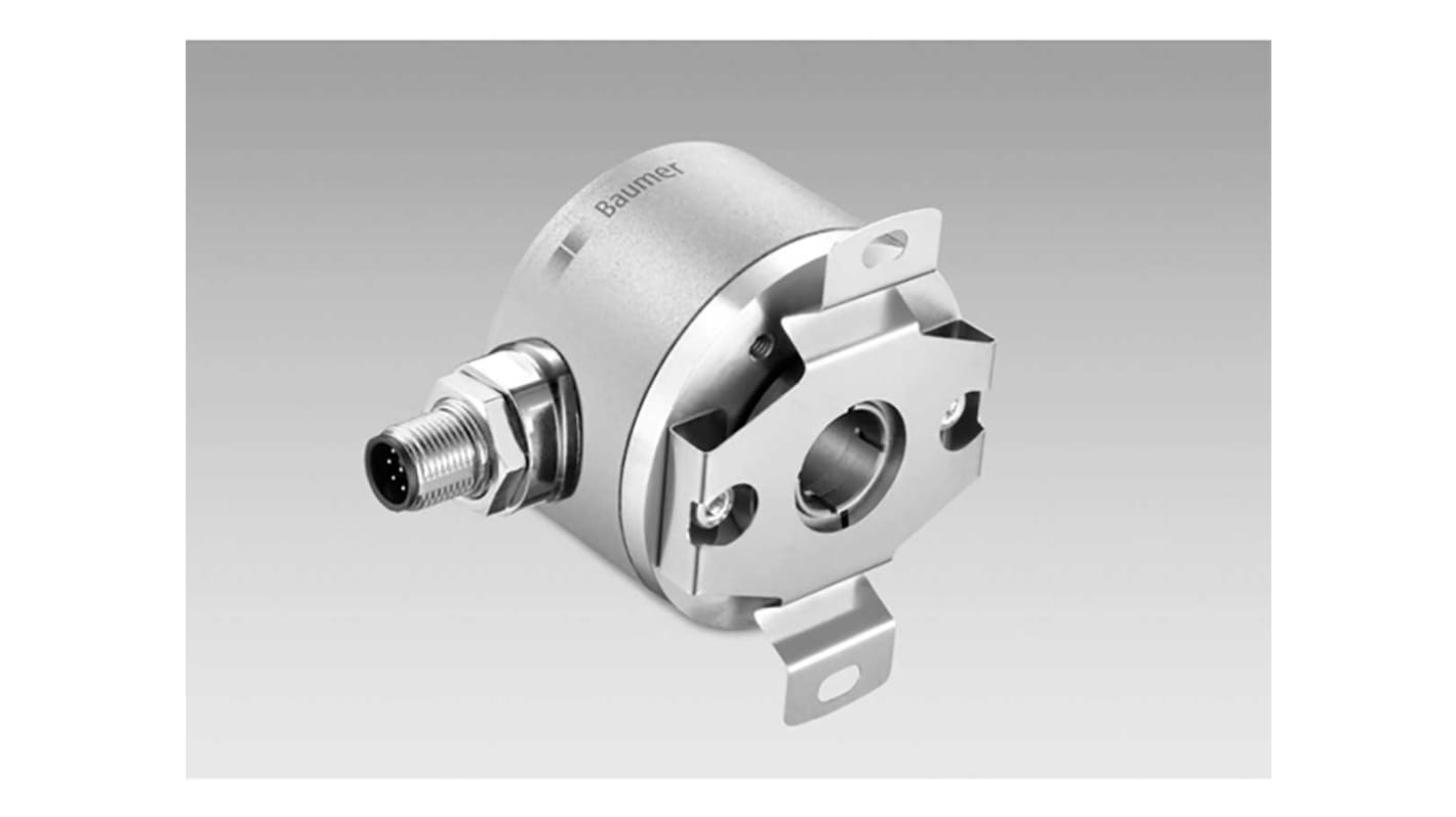 Encoder assoluto Baumer EAM580-BNC.7LC6.14180.A, 12mm, interfaccia CANopen, precisione 0,15°, IP67, montaggio flangia.