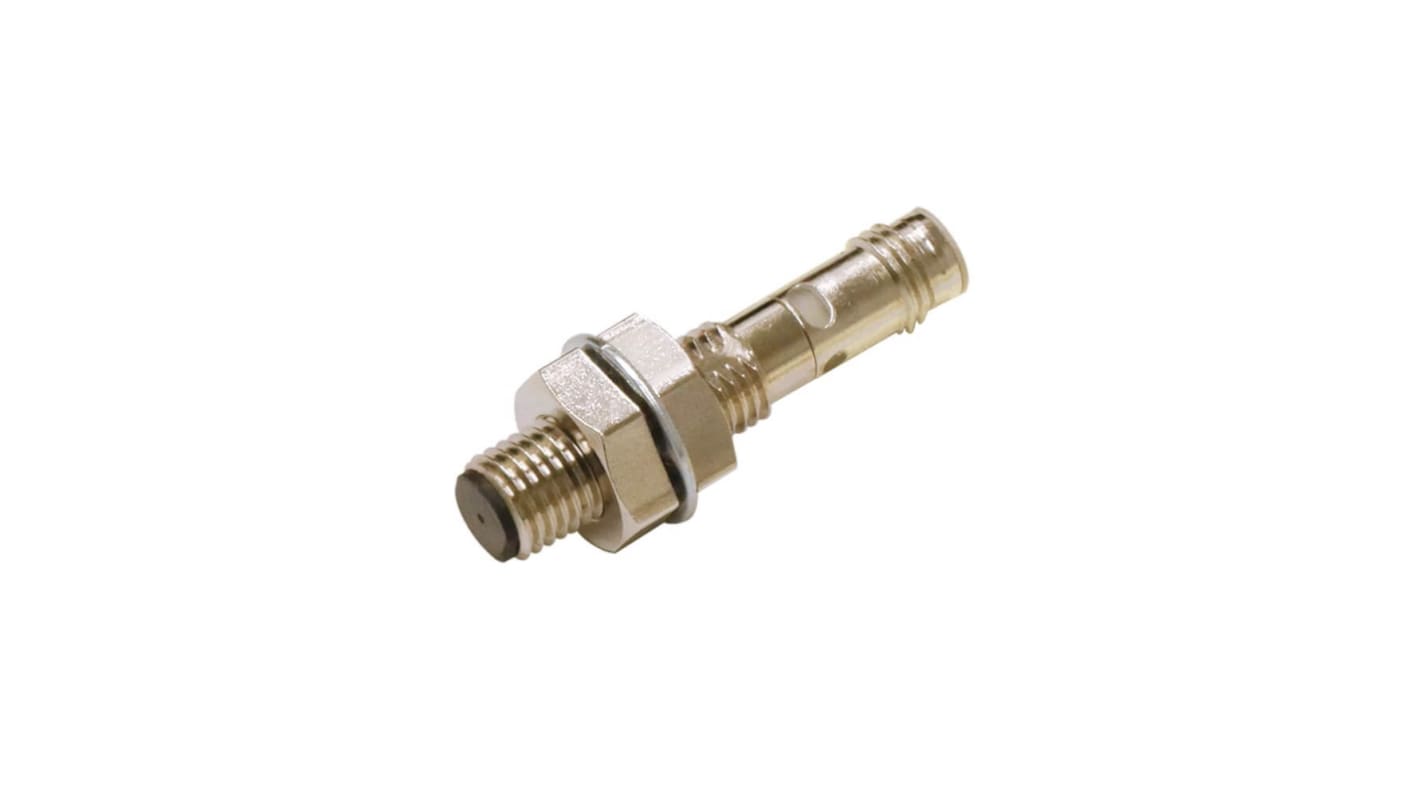 Omron E2E-X2B1T8-M5, sensore di prossimità cilindrico PNP M8, rilevamento 2 mm, IP67, dimensioni 37.8 x 8 mm.