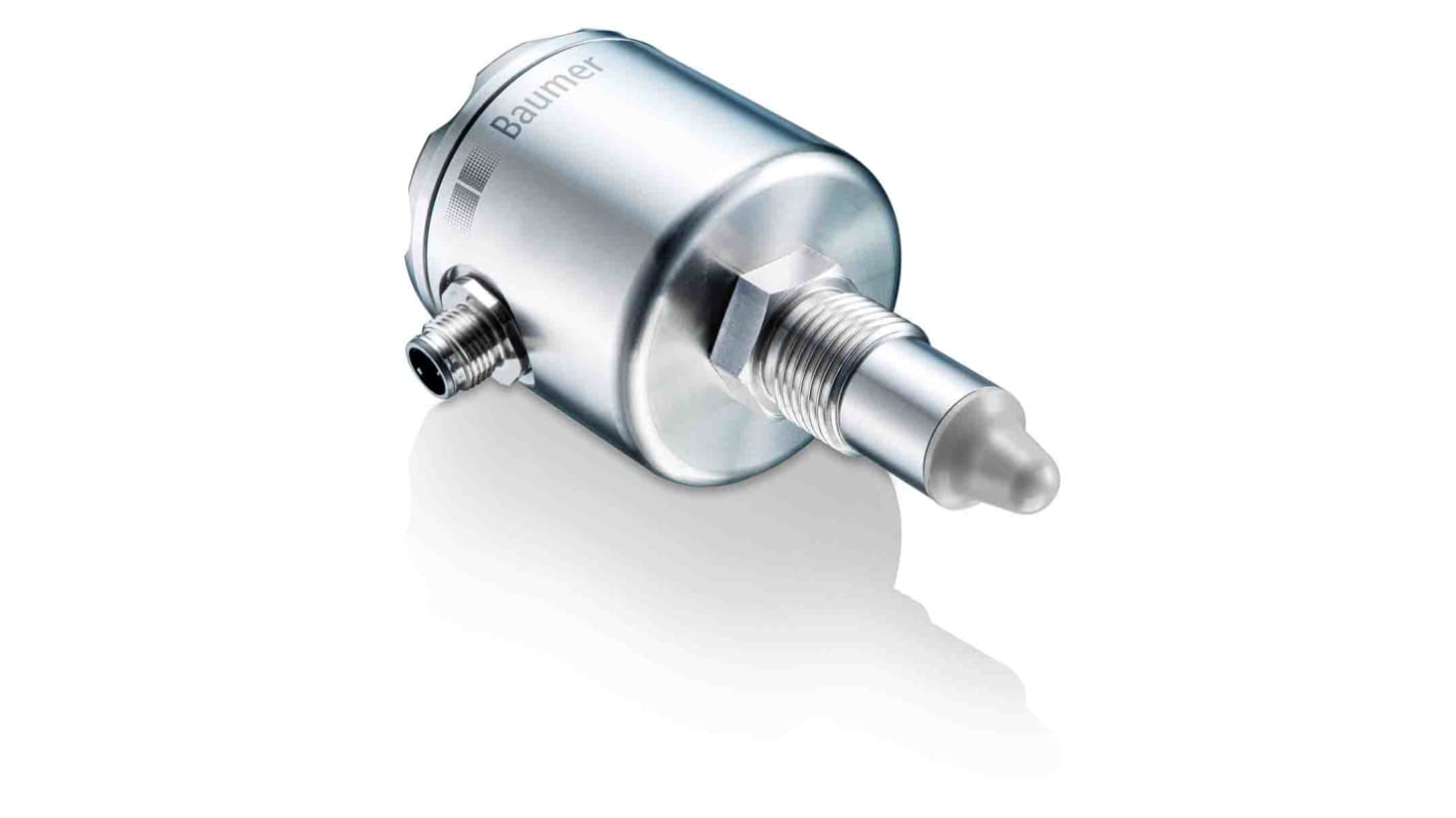 Interruttore di livello Baumer LFFS-011.0, montaggio filettato PNP, acciaio INOX, temperatura operativa -40 a 200 °C.