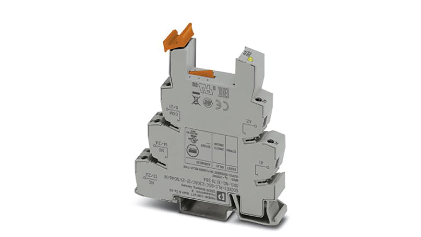 Zoccolo Phoenix Contact 1079384 per connessione industriale, montaggio su guida DIN, 2 contatti di commutazione, 230 V c.a.