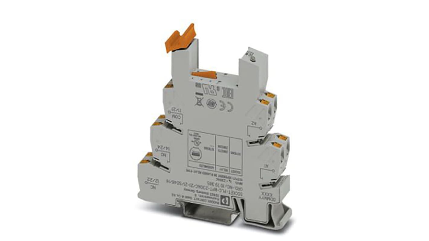 Zoccolo Phoenix Contact 1079385 per connessione industriale, 2 contatti, montaggio su guida DIN, tensione 230 V c.a.