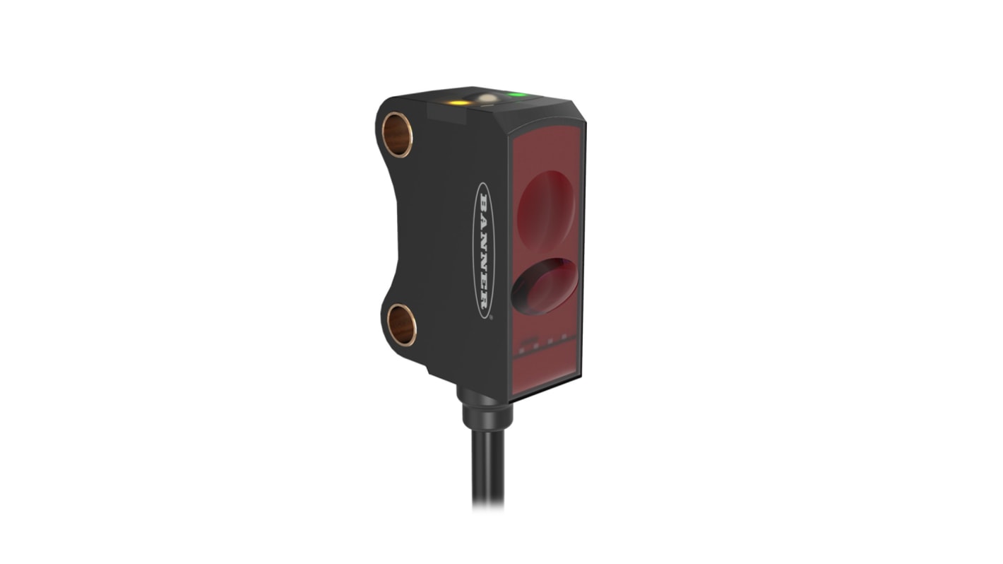 Sensore fotoelettrico PNP Banner VS8APFF50Q3, rilevamento 2-50 mm, connettore M8, IP67, temperatura -20°C/+60°C.