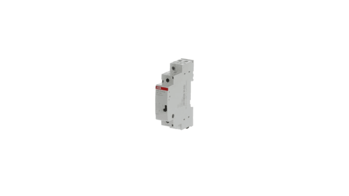 Relè di potenza ABB E290, unipolare SPST, 110 V dc, 230 V ca, montaggio su guida DIN, dimensioni 18 x 68.9 x 85 mm.