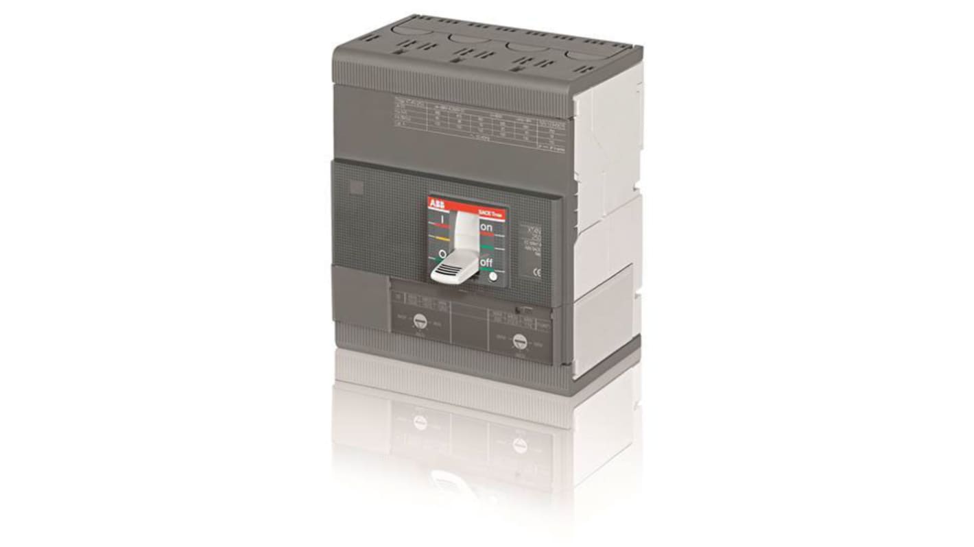 Interruttore magnetotermico scatolato ABB 68069, 4 poli, 200A, potere di interruzione 27 kA, dimensioni 140x70x150 mm.