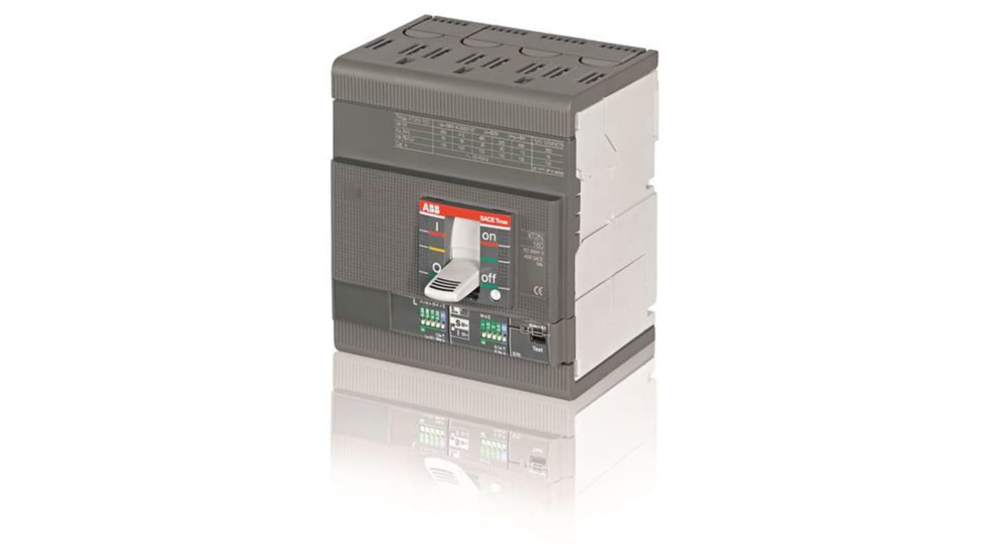 Interruttore magnetotermico scatolato ABB 67092, modello XT2N, 4 poli, corrente nominale 63 A, con terminali anteriori.
