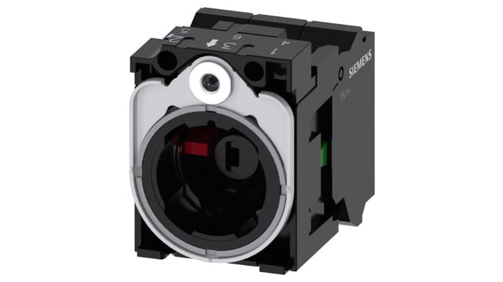 Blocco contatti luminoso Siemens 3SU1551-1AB20-3MA0, 1NO + 1NC, LED rosso, supporto metallico, IP20, 24V.