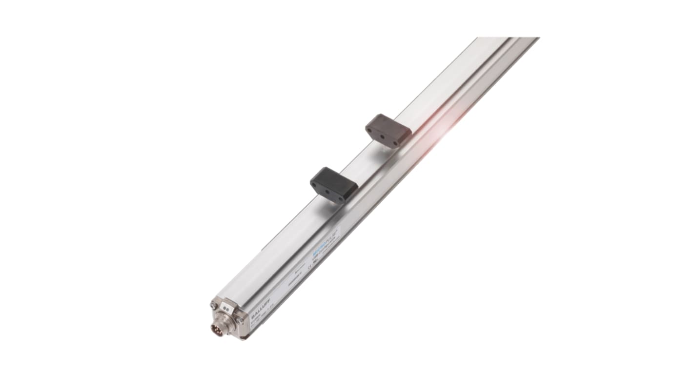 Trasduttore lineare BALLUFF BTL7-A501-M0500-P-S32, corsa 500 mm, alimentazione 10-30 V c.c., IP60, dimensioni 410x37x35 mm.