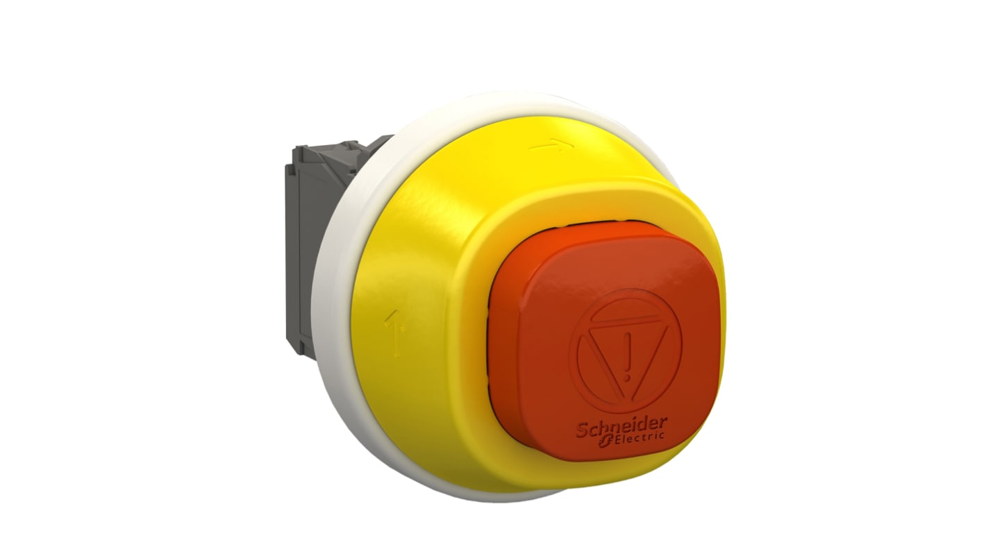 Pulsante di arresto di emergenza Schneider Electric XB5AS84W3B41, montaggio a pannello, diametro 22 mm, illuminato, 24 V AC/DC.