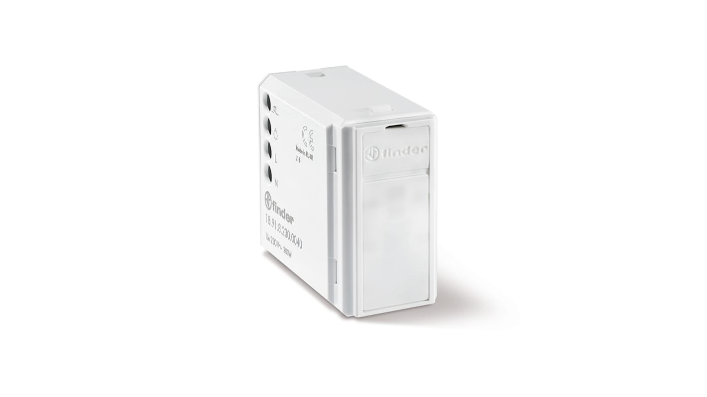 Interruttore al mercurio Finder 18.91.8.230.0040 per inclinazioni, 10 A, 230V, dimensioni 45,5 x 45,5 mm, regolazione luce ambientale.