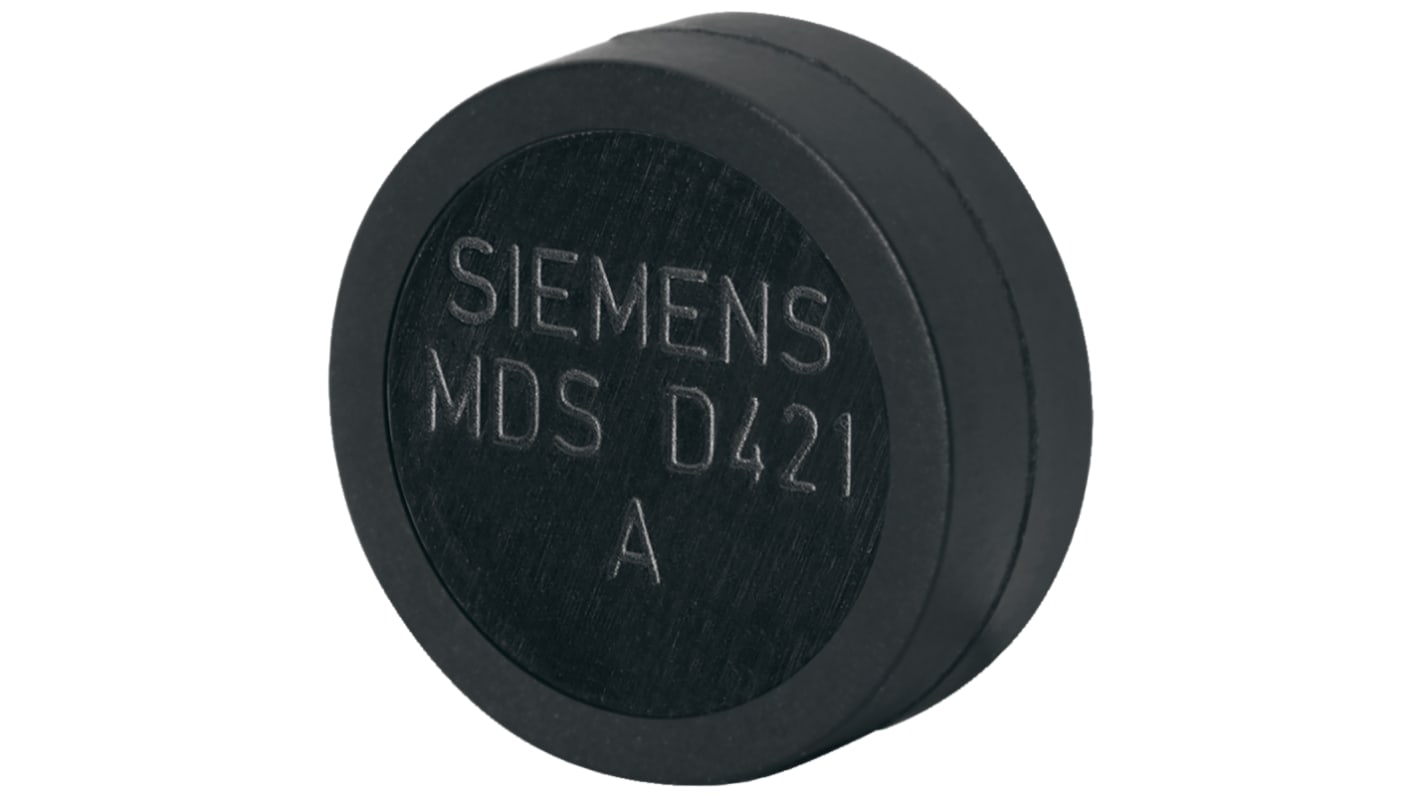 Etichetta RFID Siemens 6GT26004AE00, transponder per utensili in metallo, dimensioni 10 x 4,5 mm, temperatura operativa -25/+85 °C.