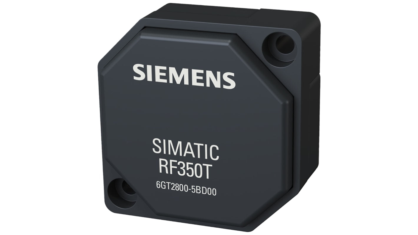 Transponder RFID Siemens 6GT28005BD00, dimensioni 50 x 50 x 20 mm, grado di protezione IP68, temperatura operativa -25/+85 °C.