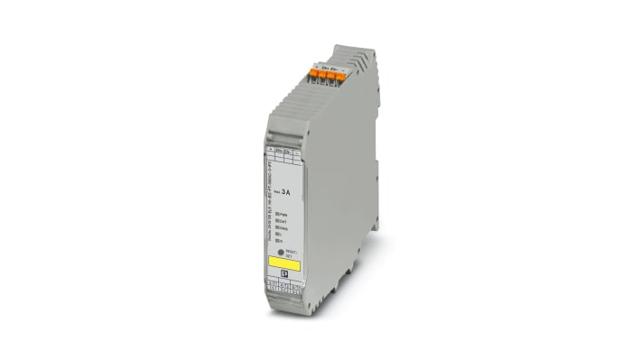 Starter motore automatico Phoenix Contact 2905139, 3 fasi, 24 V CC, montaggio su guida DIN, dimensioni 107.5 x 22.5 x 114 mm.