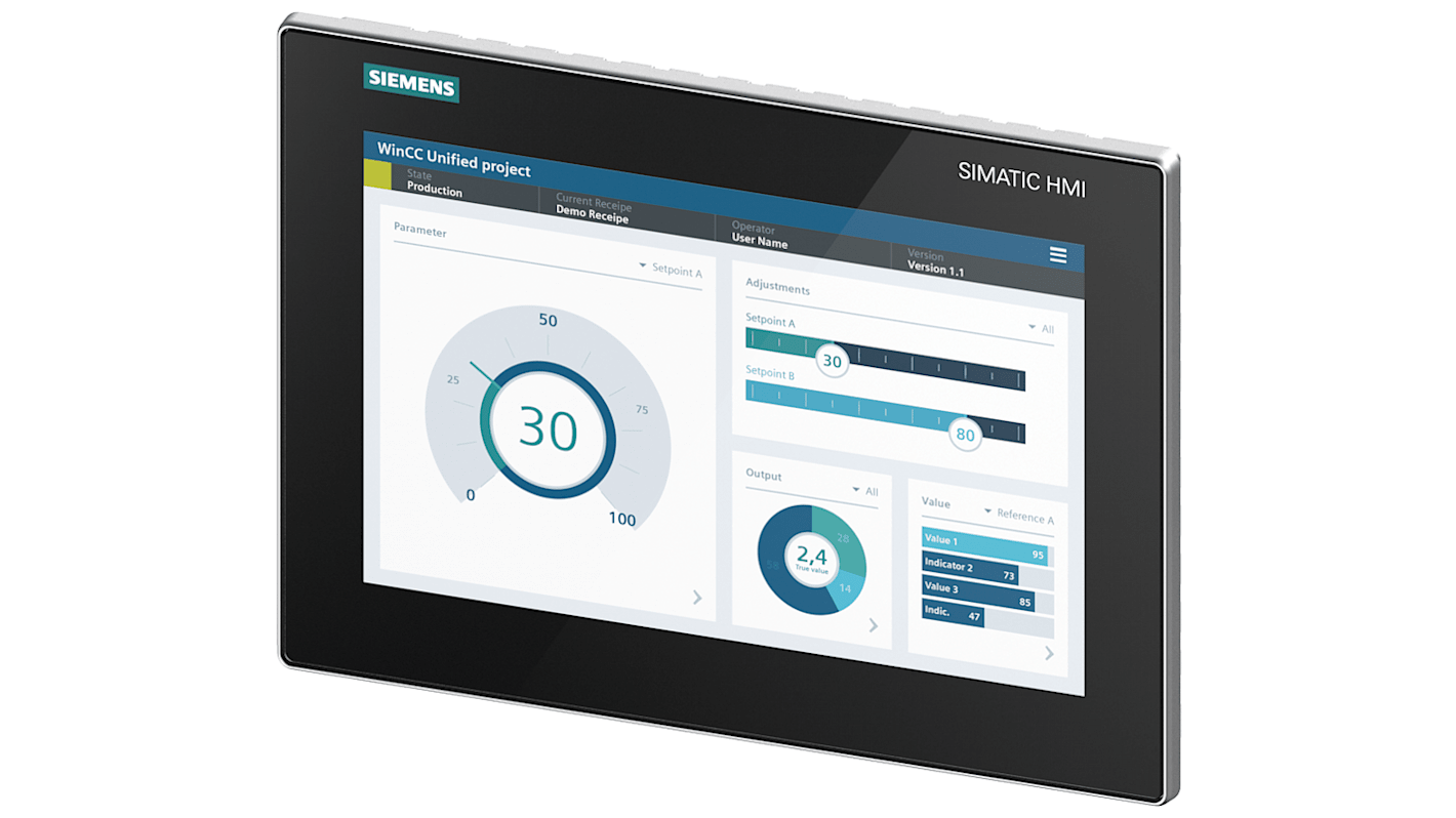 Siemens 6AV2128-3MB06-0AX1 Display HMI touchscreen 12,1" TFT, alimentazione 24V c.c. - Serie SIMATIC per automazione industriale.